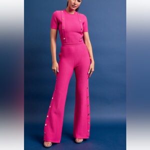 #416 PINK 2 piece pant set with Gold details